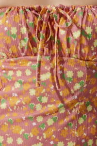 Happiness İstanbul Women's Orange Pink Floral Slit Summer Knitted Dress CI00029 - Image 5