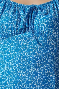Happiness İstanbul Women Blue Patterned Shirred Knitting Dress - Image 5