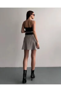 Cool & Sexy Women Double Arched Shorts Pleated Skirt Cream - Image 6