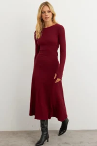 Cool & Sexy Women Burgundy tied up Camisole Midi Dress - Image 2