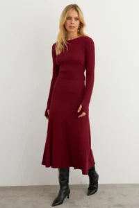 Cool & Sexy Women Burgundy tied up Camisole Midi Dress - Image 5