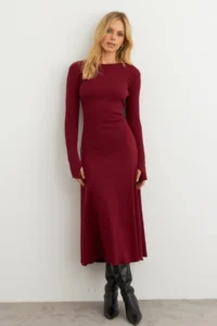 Cool & Sexy Women Burgundy tied up Camisole Midi Dress - Image 7