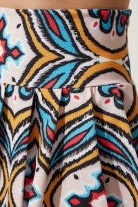 Happiness İstanbul Women Blue Oranj Mini Weaving Skirt - Image 6