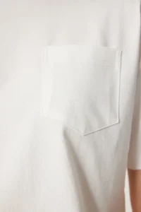 Happiness İstanbul Women White Cotton Crop Knitting T-Shirt - Image 6