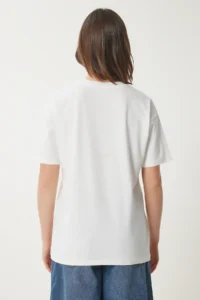 Happiness İstanbul Women's Ecru Teddy Bear Embroidered Cotton Oversize Knitted T-Shirt - Image 6
