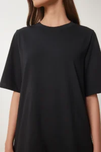 Happiness İstanbul Women's Black Stretchy Knitted Top Lace Skirt Dress - Image 5