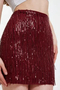 Ceylen Sequin Sequin Embroidered Mini Skirt