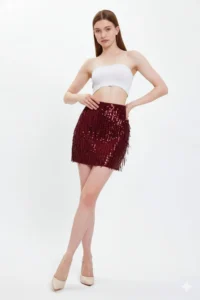 Ceylen Sequin Sequin Embroidered Mini Skirt - Image 4
