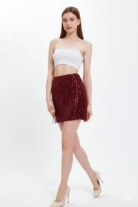 Ceylen Sequin Sequin Embroidered Mini Skirt - Image 5