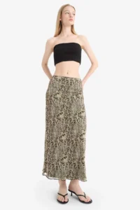 DeFacto A Form Patterned Normal Waist Combed Cotton Lining Tulle Maxi Skirt - Image 2