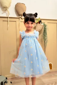 penu baby kids Mavi Embroidery Daisy Embroidered Strappy Baby Girl & Girl's Dress - Margarita - Image 2