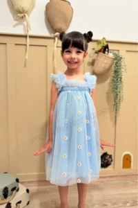 penu baby kids Mavi Embroidery Daisy Embroidered Strappy Baby Girl & Girl's Dress - Margarita - Image 6