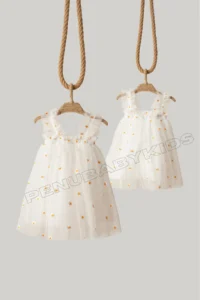 penu baby kids White Daisy Embroidered Detailed Strappy Baby Girl Dress - Image 5