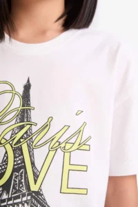DeFacto Relax Fit Crew Neck Printed Short Sleeve T-Shirt Girls - Image 5