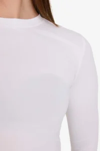DeFacto Fitted Crew Neck Basic Plain White Long Sleeve T-Shirt - Image 4
