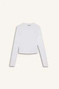 DeFacto Fitted Crew Neck Basic Plain White Long Sleeve T-Shirt - Image 6