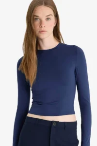 DeFacto Fitted Crew Neck Long Sleeve T-Shirt