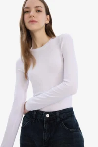 DeFacto Fitted Crew Neck Basic Plain Long Sleeve T-Shirt