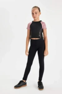 DeFacto Girl's Slim Fit Narrow Cut Crew Neck Printed Short Sleeve T-Shirt - Image 2