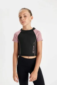 DeFacto Girl's Slim Fit Narrow Cut Crew Neck Printed Short Sleeve T-Shirt - Image 3