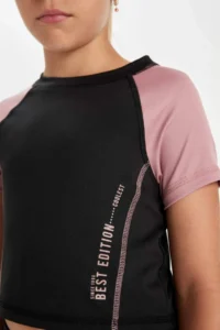 DeFacto Girl's Slim Fit Narrow Cut Crew Neck Printed Short Sleeve T-Shirt - Image 5