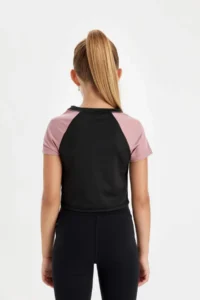 DeFacto Girl's Slim Fit Narrow Cut Crew Neck Printed Short Sleeve T-Shirt - Image 6