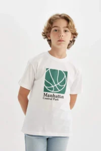 DeFacto Boy's Crew Neck Printed Short Sleeve T-Shirt - Image 3