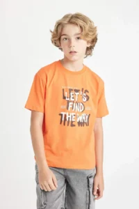 DeFacto Boy's Crew Neck Printed Short Sleeve T-Shirt