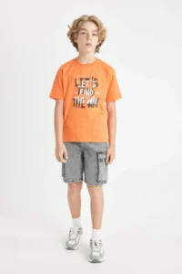 DeFacto Boy's Crew Neck Printed Short Sleeve T-Shirt - Image 2