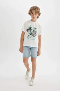 DeFacto Crew Neck Printed Short Sleeve T-Shirt Boy - Image 2
