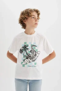 DeFacto Crew Neck Printed Short Sleeve T-Shirt Boy - Image 3