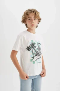 DeFacto Crew Neck Printed Short Sleeve T-Shirt Boy - Image 4