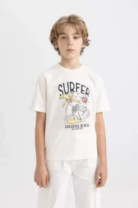 DeFacto Crew Neck Printed Short Sleeve T-Shirt Boy
