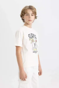 DeFacto Crew Neck Printed Short Sleeve T-Shirt Boy - Image 4