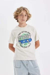 DeFacto Crew Neck Printed Short Sleeve T-Shirt Boy
