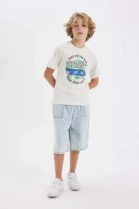 DeFacto Crew Neck Printed Short Sleeve T-Shirt Boy - Image 2
