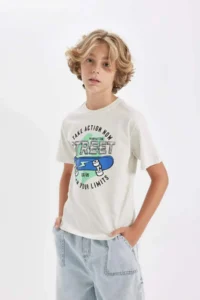 DeFacto Crew Neck Printed Short Sleeve T-Shirt Boy - Image 3