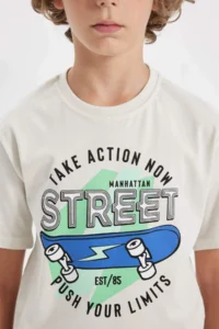 DeFacto Crew Neck Printed Short Sleeve T-Shirt Boy - Image 4