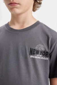 DeFacto Crew Neck Printed Short Sleeve T-Shirt Boy - Image 5