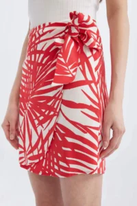 DeFacto Patterned Normal Waist Linen Blend Mini Skirt - Image 5