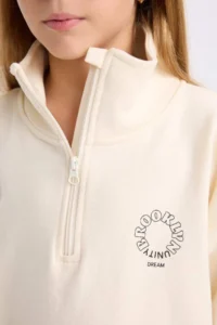 DeFacto Relax Fit High Collar Half Zipper Printed Sweatshirt Girl - Image 5