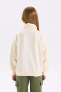DeFacto Relax Fit High Collar Half Zipper Printed Sweatshirt Girl - Image 6