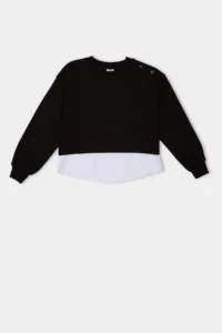 DeFacto Relax Fit Crew Neck Sweatshirt with Hem Detail Girl Child - Image 8