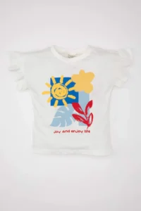DeFacto Crew Neck Floral Short Sleeve T-Shirt Baby Girl
