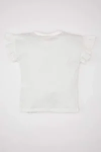 DeFacto Crew Neck Floral Short Sleeve T-Shirt Baby Girl - Image 4