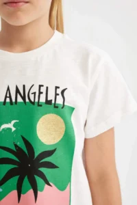DeFacto Crew Neck Printed Short Sleeve T-Shirt Girl - Image 5