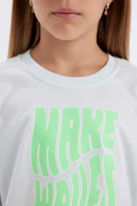 DeFacto Crop Crew Neck Printed Short Sleeve T-Shirt Girl - Image 5