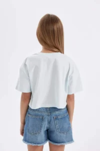 DeFacto Crop Crew Neck Printed Short Sleeve T-Shirt Girl - Image 6