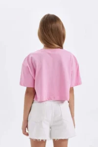 DeFacto Crop Crew Neck Printed Short Sleeve T-Shirt Girl - Image 6