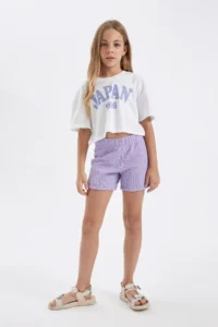 DeFacto Crop Crew Neck Printed Short Sleeve T-Shirt Girl - Image 2